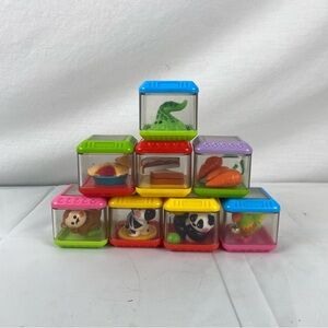 Fisher-Price Peek-a-Blocks Lot of 8 Animals & Food – Panda, Zebra, Monkey + More